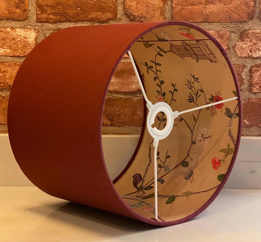 Linen Lamp Shade with Gold Bird Lining | 40cm