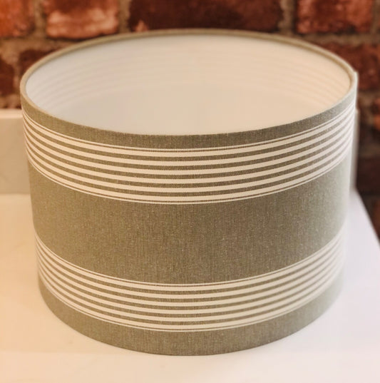 Natural Linen Stripe Lamp Shade with Sage Green | 40cm