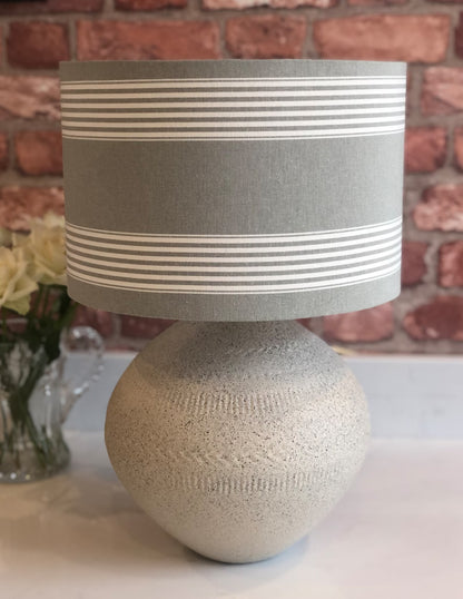 Natural Linen Stripe Lamp Shade with Sage Green | 40cm