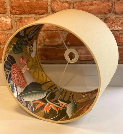 Natural Linen Lamp Shade with Gold Tropical Lining | 40cm